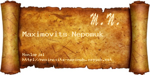 Maximovits Nepomuk névjegykártya
